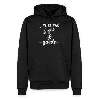 t-shirt je peux pas je suis de garde - Sweat à capuche Premium bio Homme - noir - Devant - Nico (187cm)