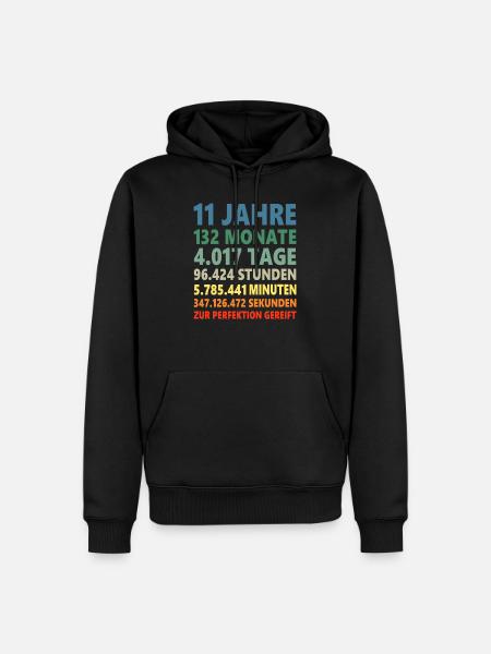 11. Geburtstag 11 Jahre 11ter Geburtstagsgeschenk - Männer Premium Bio Hoodie - Schwarz