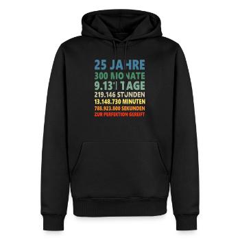 25. Geburtstag 25 Jahre 25ter Geburtstagsgeschenk - Männer Premium Bio Hoodie - Schwarz - Vorne - Nico (187cm)