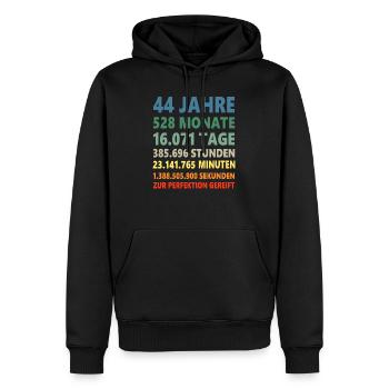 44. Geburtstag 44 Jahre 44ter Geburtstagsgeschenk - Männer Premium Bio Hoodie - Schwarz - Vorne - Nico (187cm)