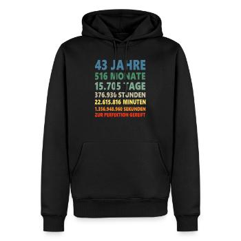 43. Geburtstag 43 Jahre 43ter Geburtstagsgeschenk - Männer Premium Bio Hoodie - Schwarz - Vorne - Nico (187cm)