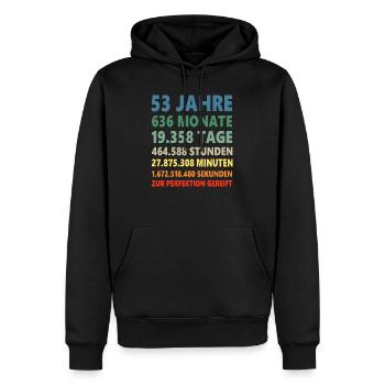 53. Geburtstag 53 Jahre 53ter Geburtstagsgeschenk - Männer Premium Bio Hoodie - Schwarz - Vorne - Nico (187cm)