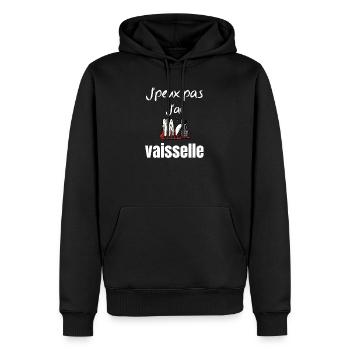 je peux pas j'ai vaisselle. Idée cadeau - Sweat à capuche Premium bio Homme - noir - Devant - Nico (187cm)