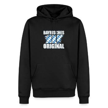 Bayrische Geschenke | Bayern Weißwurst München - Männer Premium Bio Hoodie - Schwarz - Vorne - Nico (187cm)