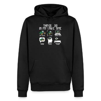 Things I Do In My Spare Time Tractors T Shirt - Sweat à capuche Premium bio Homme - noir - Devant - Nico (187cm)