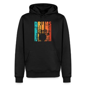 Tambours de batteur | Cadeau de batteur de batterie - Sweat à capuche Premium bio Homme - noir - Devant - Nico (187cm)