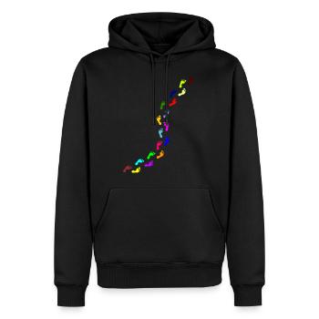 kunterbunte Fußabdrücke - Männer Premium Bio Hoodie - Schwarz - Vorne - Nico (187cm)