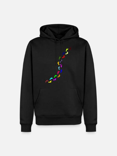 kunterbunte Fußabdrücke - Männer Premium Bio Hoodie - Schwarz