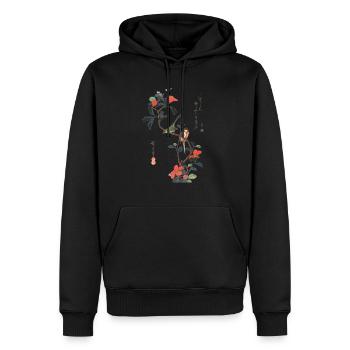 Japanischer Holzschnitt - Männer Premium Bio Hoodie - Schwarz - Vorne - Nico (187cm)