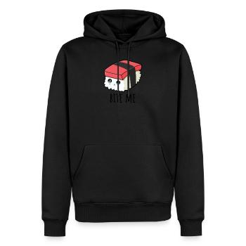 Kawaii Sushi Funny Bite Me - Männer Premium Bio Hoodie - Schwarz - Vorne - Nico (187cm)