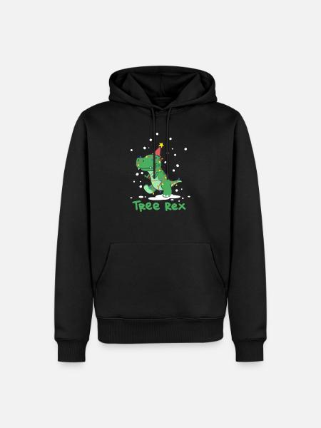 Weihnachten Tree Rex - Männer Premium Bio Hoodie - Schwarz