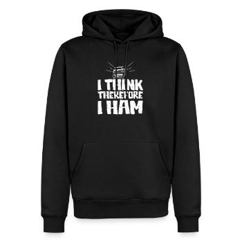 Je pense donc que je Ham Pun - Sweat à capuche Premium bio Homme - noir - Devant - Nico (187cm)