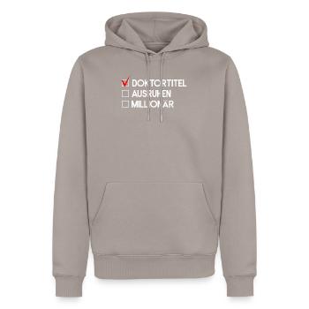 Geschenk zum Doktortitel - Männer Premium Bio Hoodie - Taupe - Vorne - Nico (187cm)