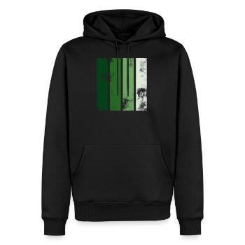 Retro Streifen Grün - Männer Premium Bio Hoodie - Schwarz - Vorne - Nico (187cm)