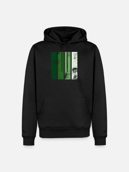 Rayures rétro vertes - Sweat à capuche Premium bio Homme - noir