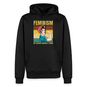 Le féminisme est mon deuxième mot F préféré drôle - Sweat à capuche Premium bio Homme - noir - Devant - Nico (187cm)