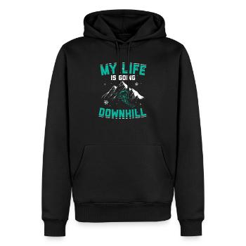 Skifahren Berge | Ski Skifahrer Après-Ski Geschenk - Männer Premium Bio Hoodie - Schwarz - Vorne - Nico (187cm)