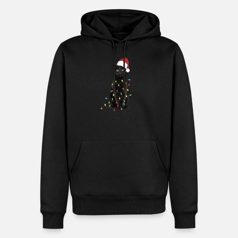 Weihnachten schwarze Katze - Männer Premium Bio Hoodie - Schwarz