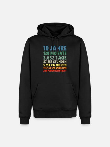 10. Geburtstag 10 Jahre 10ter Geburtstagsgeschenk - Männer Premium Bio Hoodie - Schwarz