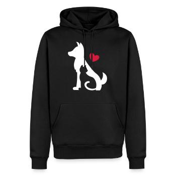 Coeur pour chiens et chats - Coeur pour chiens et chats <3 - Sweat à capuche Premium bio Homme - noir - Devant - Nico (187cm)