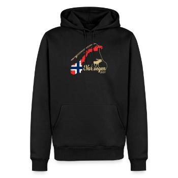 Norwegen Angel und Fischer Design - Männer Premium Bio Hoodie - Schwarz - Vorne - Nico (187cm)