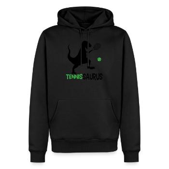 Tennissaurus tennis dinosaure joueur de tennis Tenn - Sweat à capuche Premium bio Homme - noir - Devant - Nico (187cm)