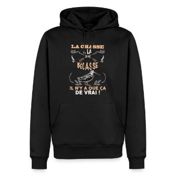 Chasse bécasse Passion - Sweat à capuche Premium bio Homme - noir - Devant - Nico (187cm)