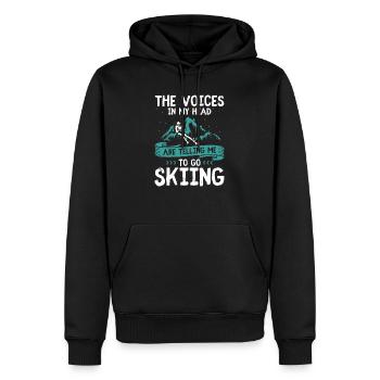 Ski | Sports d'hiver ski skieur montagnes cadeaux - Sweat à capuche Premium bio Homme - noir - Devant - Nico (187cm)