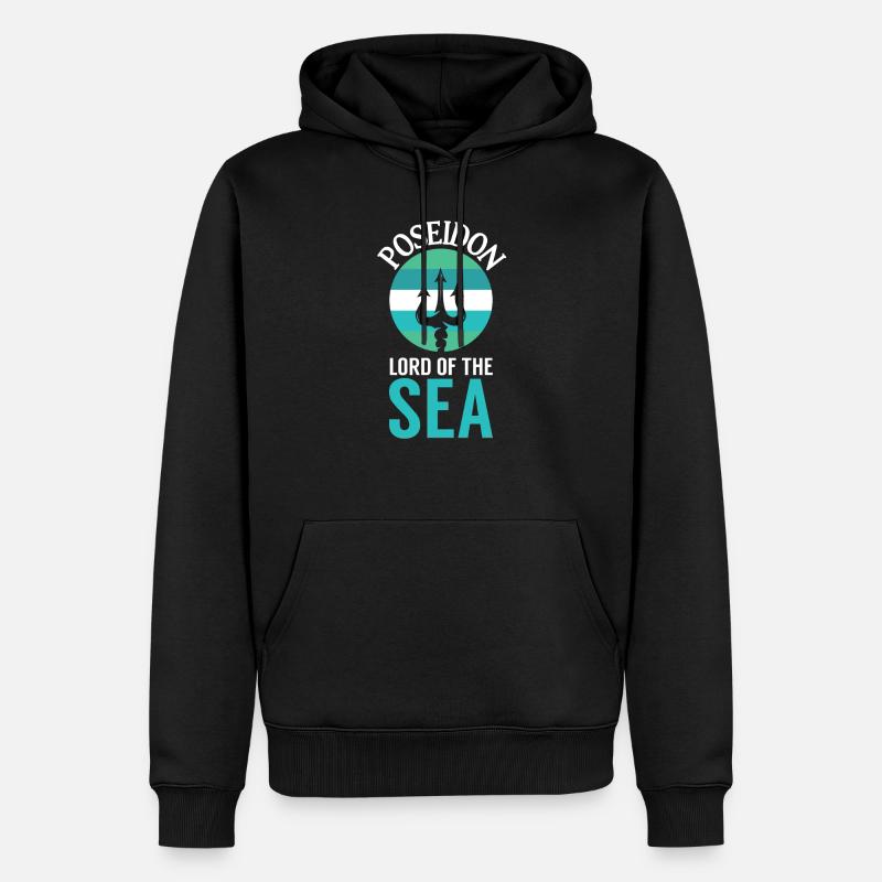 Poseidon Herr des Meeres - Männer Premium Bio Hoodie - Schwarz