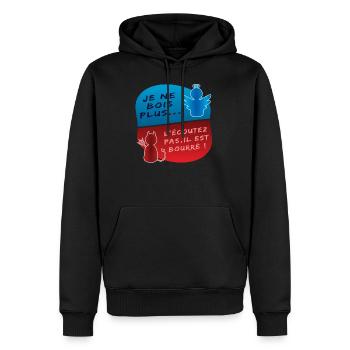 Ange, Démon, je ne bois plus, il est bourré Humour - Sweat à capuche Premium bio Homme - noir - Devant - Nico (187cm)