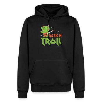 Rock N Troll Rock'N'Roll Troll - Men’s Premium Organic Hoodie - black - Front - Nico (187cm)