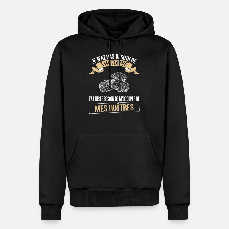 huitres et thérapie - Sweat à capuche Premium bio Homme - noir