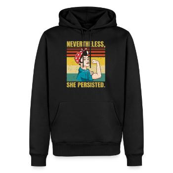 Néanmoins, elle a persisté - Sarcastique politique - - Sweat à capuche Premium bio Homme - noir - Devant - Nico (187cm)