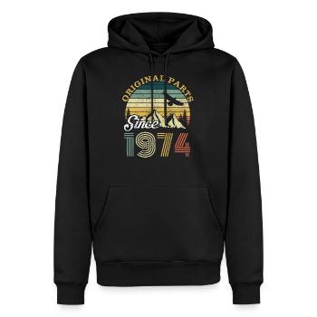 Vintage 1974 74 Birthday Retro Vintage Gift - Men’s Premium Organic Hoodie - black - Front - Nico (187cm)