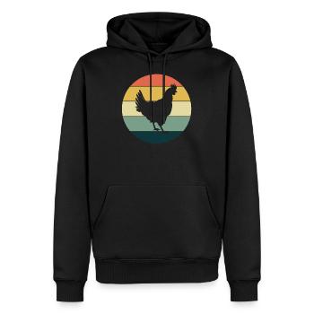 Poulet rétro - Sweat à capuche Premium bio Homme - noir - Devant - Nico (187cm)