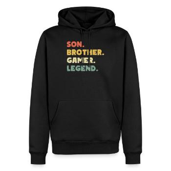 Sohn Bruder Gamer Legende - Männer Premium Bio Hoodie - Schwarz - Vorne - Nico (187cm)
