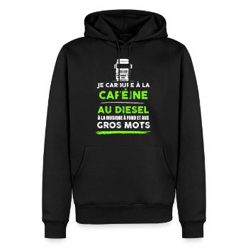 Routier café et diesel - Sweat à capuche Premium bio Homme - noir - Devant - Nico (187cm)