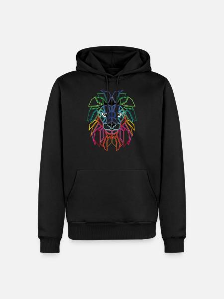 Lion Lion's Head Polygon - Men’s Premium Organic Hoodie - black