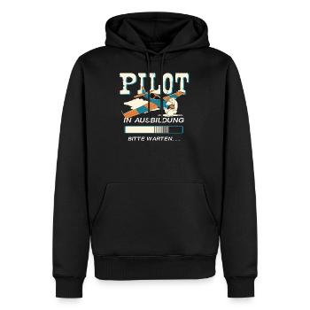 Pilote en avion d'entraînement - Sweat à capuche Premium bio Homme - noir - Devant - Nico (187cm)