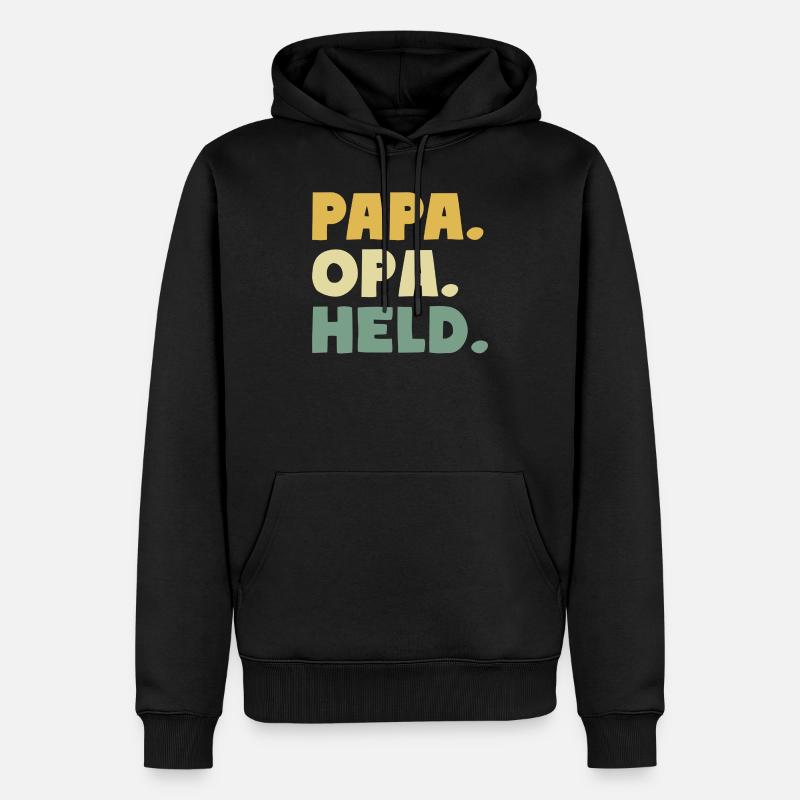 Papa Opa Held - Männer Premium Bio Hoodie - Schwarz