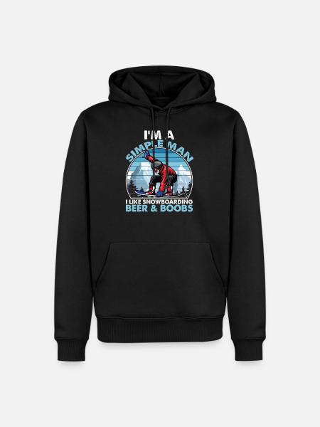 I Like Snowboarding Beer & Boobs - Men’s Premium Organic Hoodie - black