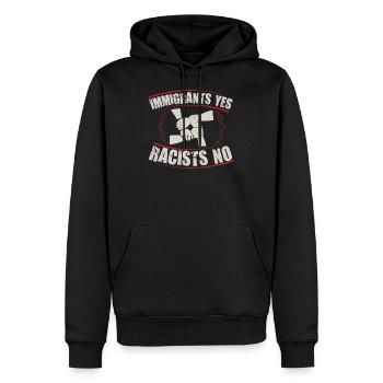 Contre le racisme et les nazis | Gauche Politique Cadeaux - Sweat à capuche Premium bio Homme - noir - Devant - Nico (187cm)