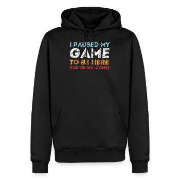 I Paused My Game To Be Here - Gamer Gaming Sort - Sweat à capuche Premium bio Homme - noir - Devant - Nico (187cm)
