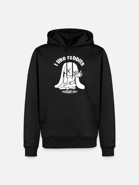 Ich mag Hasen...medium rare - Männer Premium Bio Hoodie - Schwarz