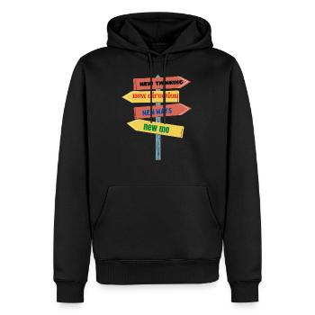Neues Denken, neue Richtung, neue Wege, neues Ich - Männer Premium Bio Hoodie - Schwarz - Vorne - Nico (187cm)