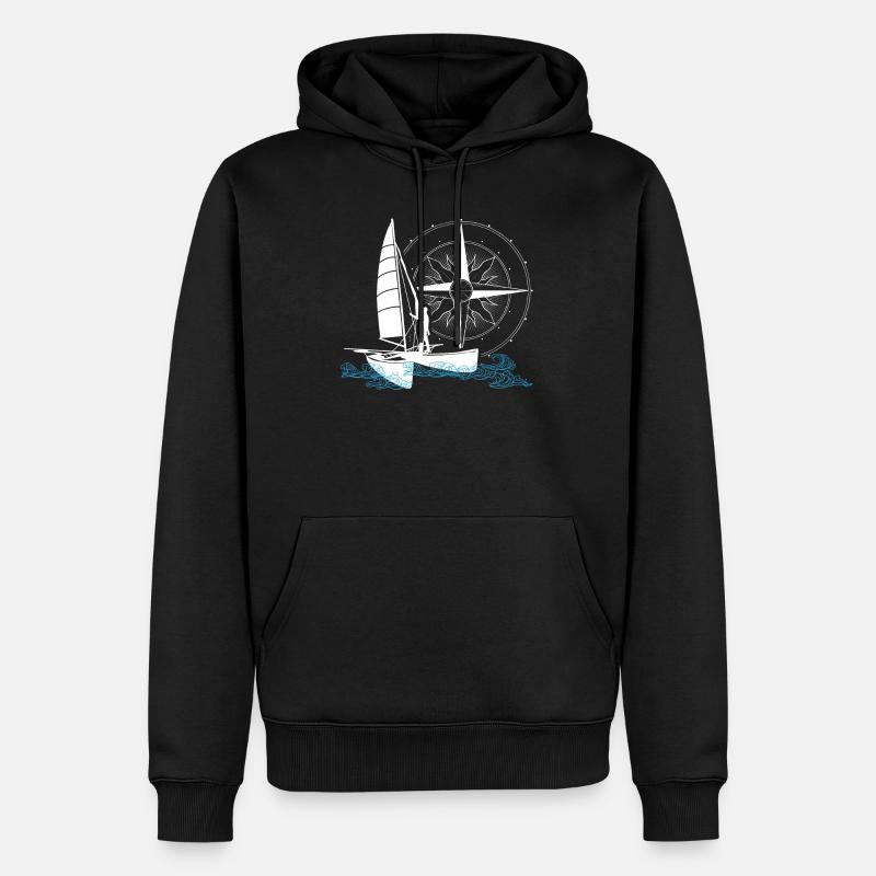 Catamaran Voile Double Coque Bi-Coque - Sweat à capuche Premium bio Homme - noir