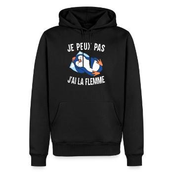 Je Peux Pas J'Ai La Flemme Manchot - Sweat à capuche Premium bio Homme - noir - Devant - Nico (187cm)