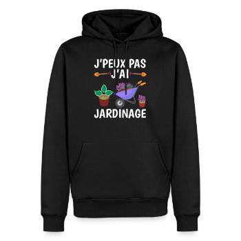 Je Peux Pas J'Ai Jardinage - Sweat à capuche Premium bio Homme - noir - Devant - Nico (187cm)