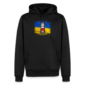 Girl in Ukrainian National Dress Ukraine Flag - Men’s Premium Organic Hoodie - black - Front - Nico (187cm)