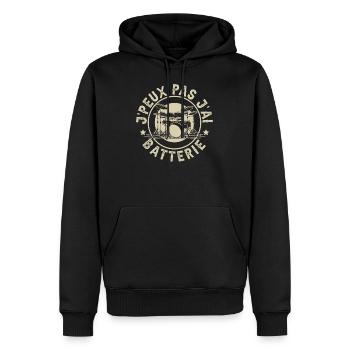 Je Peux Pas J'Ai Batterie - Sweat à capuche Premium bio Homme - noir - Devant - Nico (187cm)